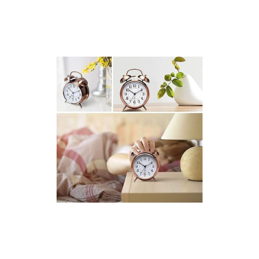 Silver & Copper Small Bell Clock