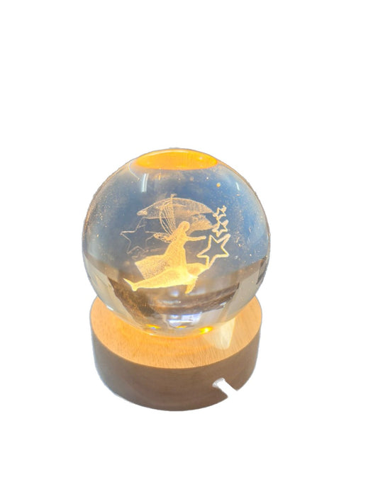 Light up Crystal Laser Milky Way Ball with Wood Led Light Base MH-Q0242