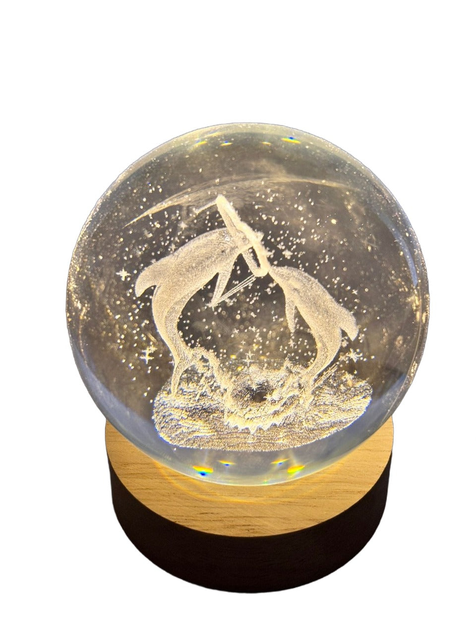 Light up Crystal Laser Milky Way Ball with Wood Led Light Base MH-Q0242
