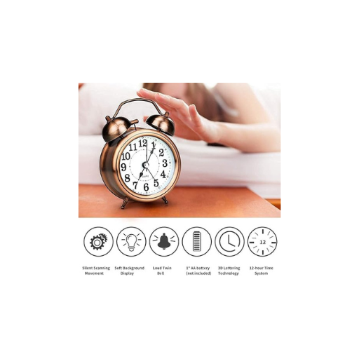 Silver & Copper Small Bell Clock