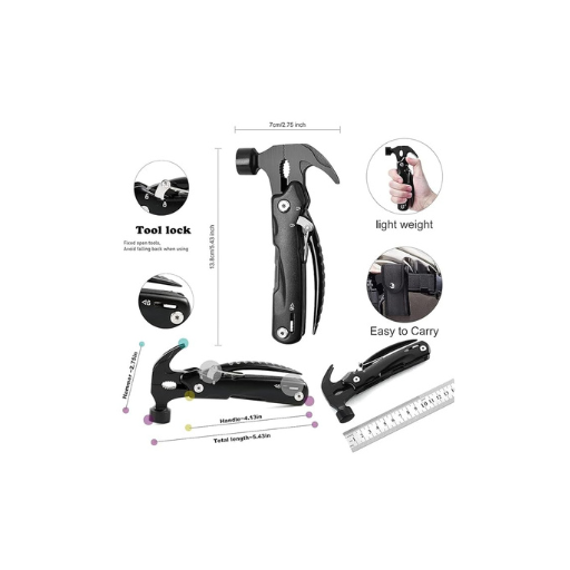 12-in-1 Multitool kit for camping and hiking