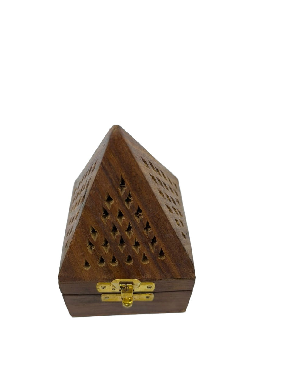 WOOD ART STORE Wooden Pyramid Shape Incense Box Hoder Stand | Wooden Agarbatti Stand with ash Catcher for Home Office | Incense Sticks Holder (with Drawer)