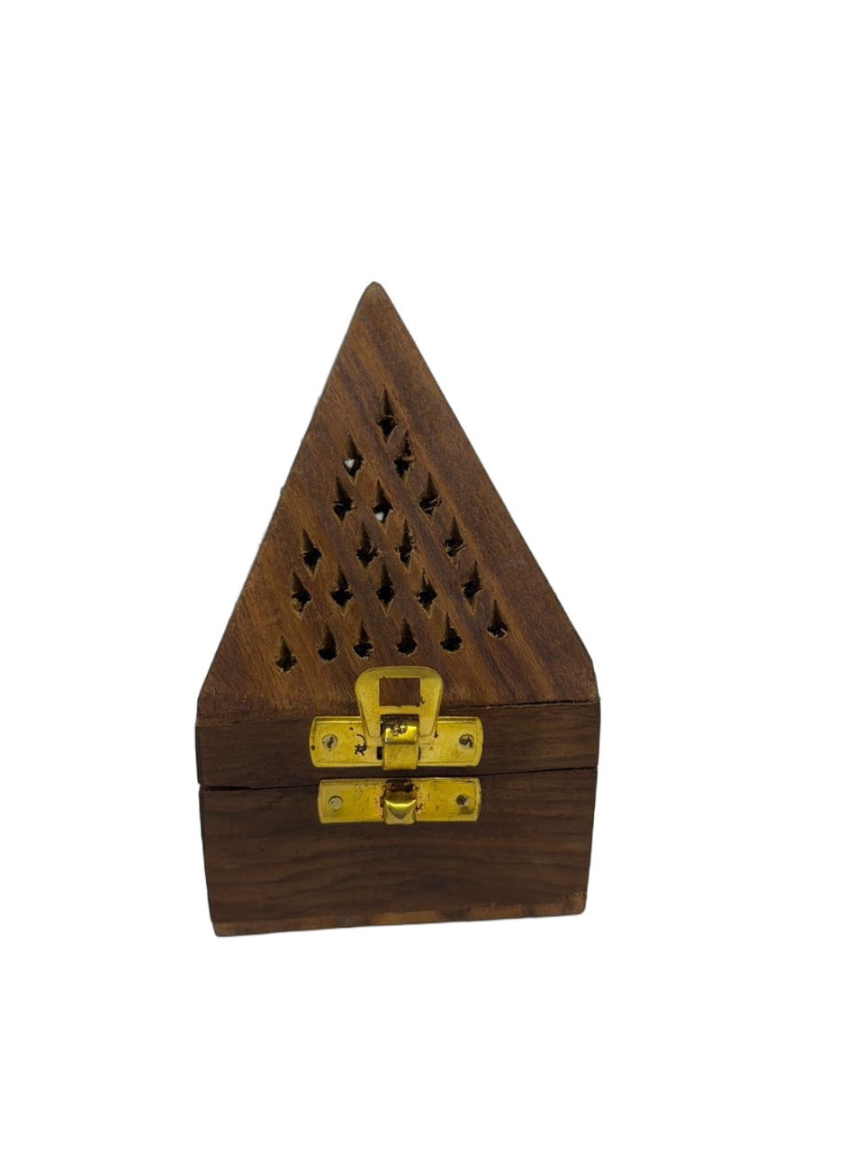 WOOD ART STORE Wooden Pyramid Shape Incense Box Hoder Stand | Wooden Agarbatti Stand with ash Catcher for Home Office | Incense Sticks Holder (with Drawer)