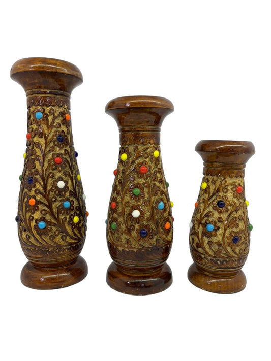 Handmade Round Wood Flower Pot Decor Sets with Rolling Pins & Pastry Boards for Home Styling Wood Style Packing Standard