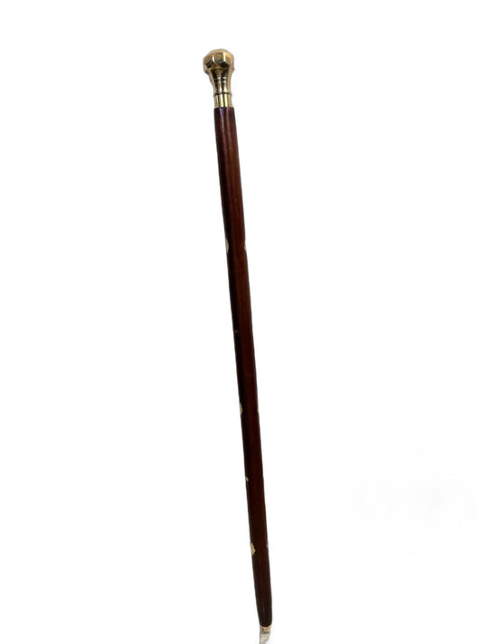 Wooden Brown Walking Stick Sheesham Wood with Brass Work Morning Walk Stick from india manufacturer