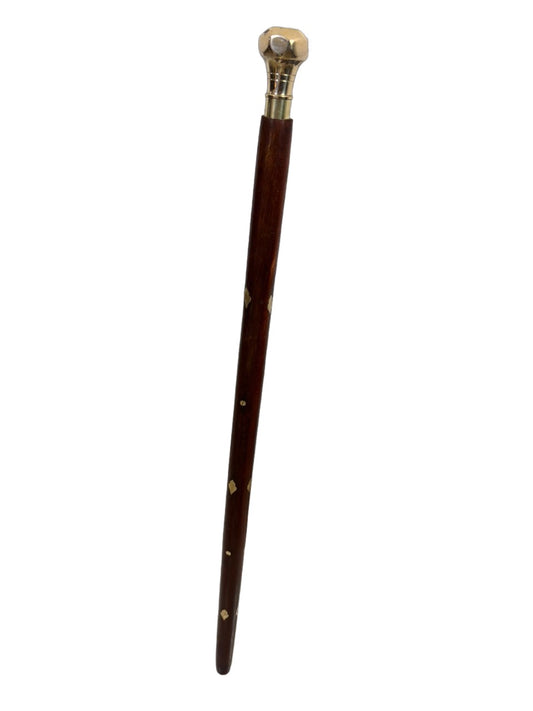 Wooden Brown Walking Stick Sheesham Wood with Brass Work Morning Walk Stick from india manufacturer