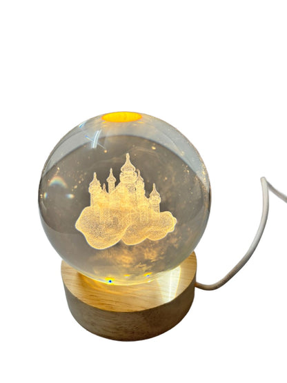 Light up Crystal Laser Milky Way Ball with Wood Led Light Base MH-Q0242
