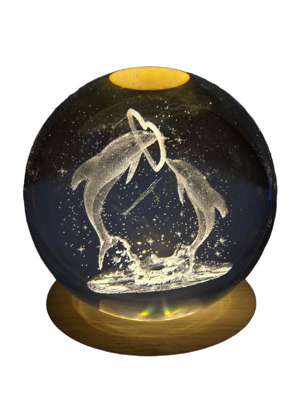 Light up Crystal Laser Milky Way Ball with Wood Led Light Base MH-Q0242