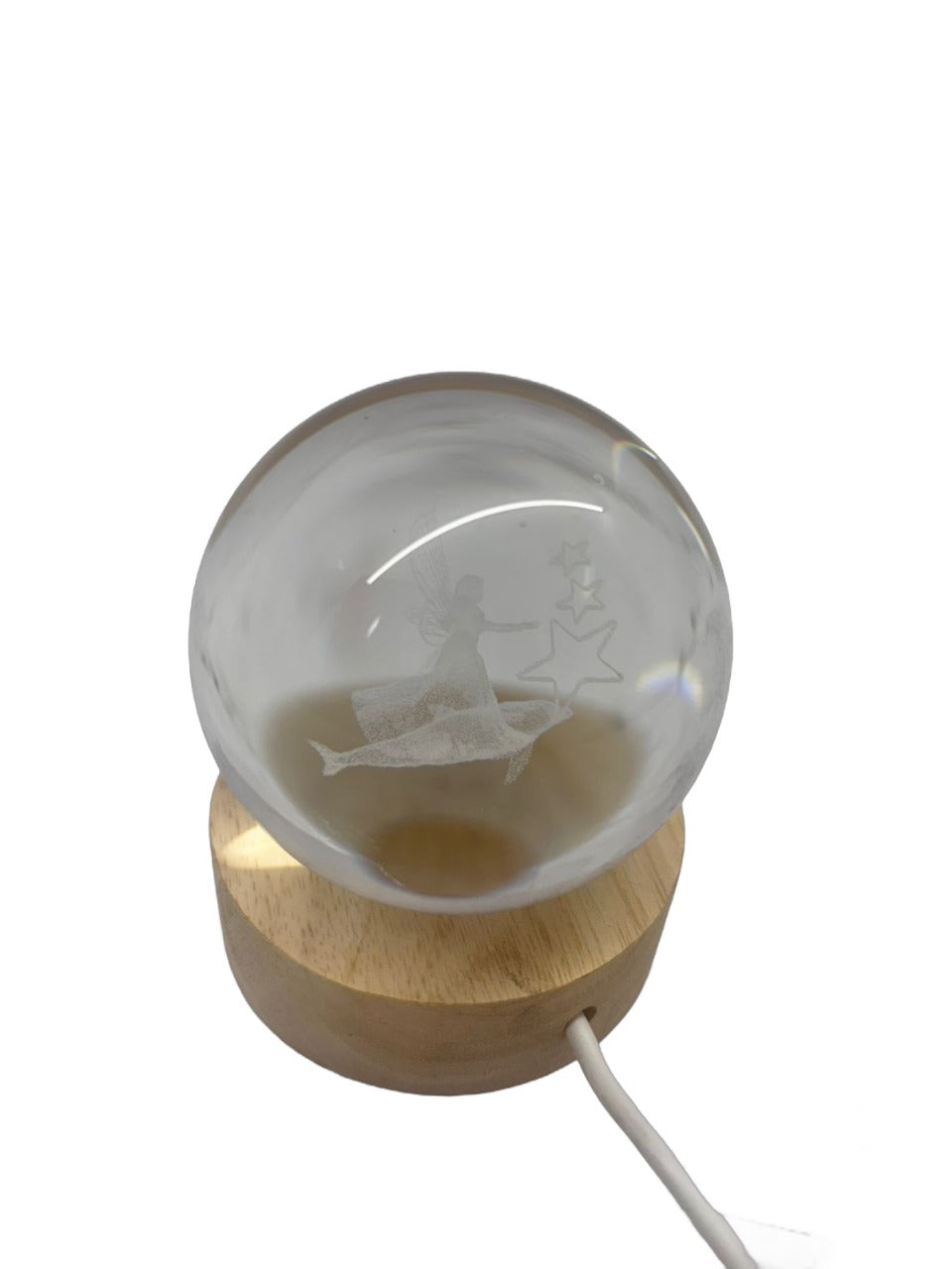 Light up Crystal Laser Milky Way Ball with Wood Led Light Base MH-Q0242