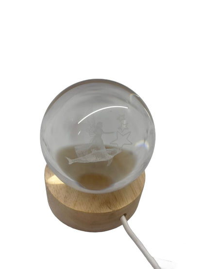 Light up Crystal Laser Milky Way Ball with Wood Led Light Base MH-Q0242