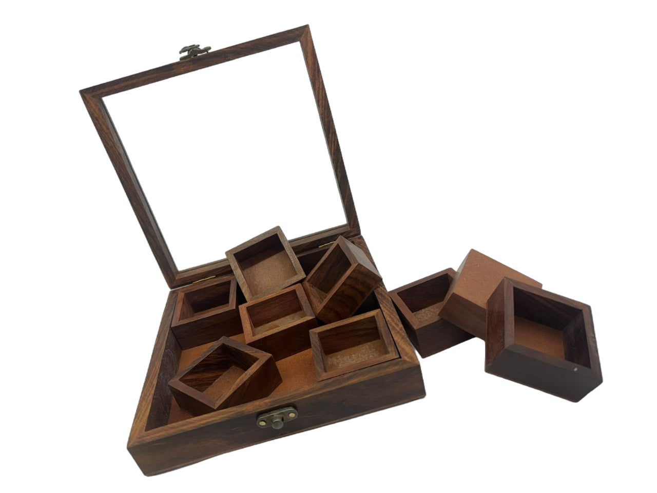 Wooden Mystique Spice Set Wooden, Glass