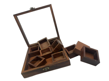 Wooden Mystique Spice Set Wooden, Glass
