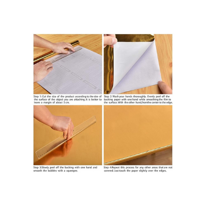 Golden Oil Proof Kitchen Adhesive Wallpaper
