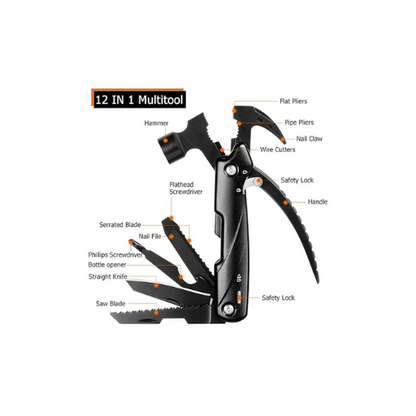 12-in-1 Multitool kit for camping and hiking